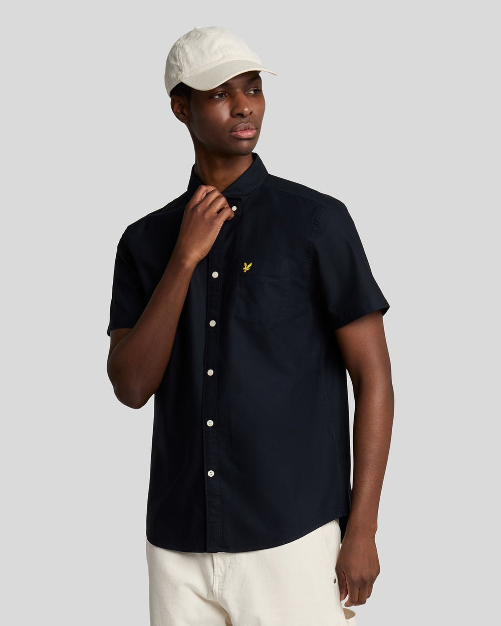 Lyle & Scott Mens Short Sleeve Oxford Shirt | Dark Navy