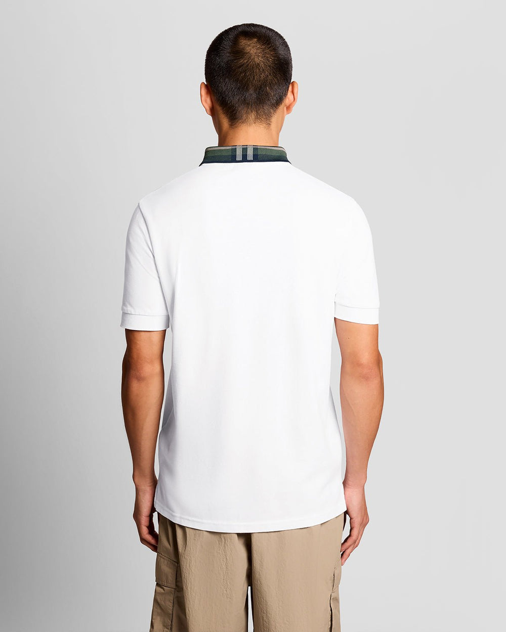 Lyle & Scott Mens Tartan Collar Polo Shirt | White