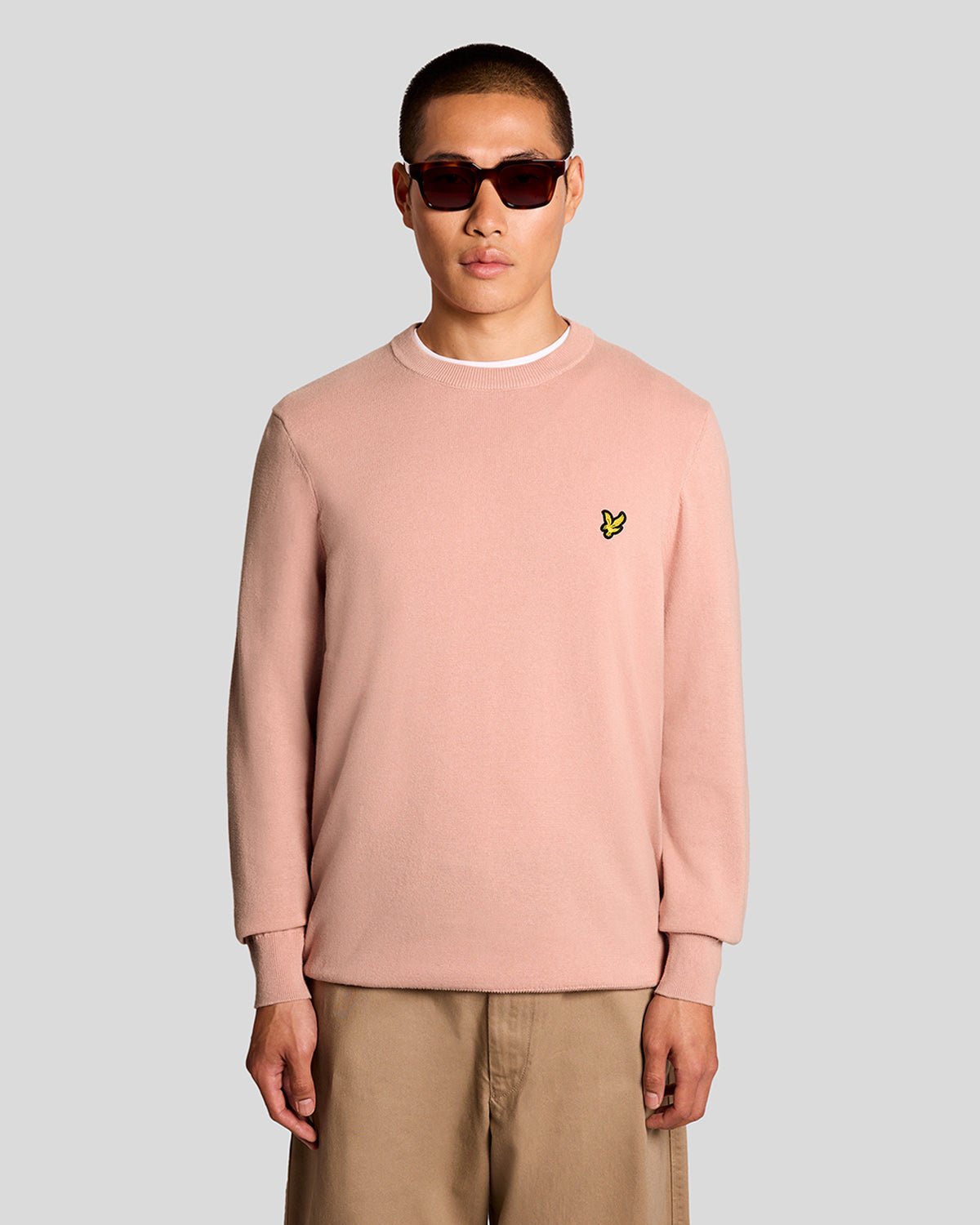 Lyle & Scott Mens Cotton Crew Neck Jumper | Pink Grapefruit