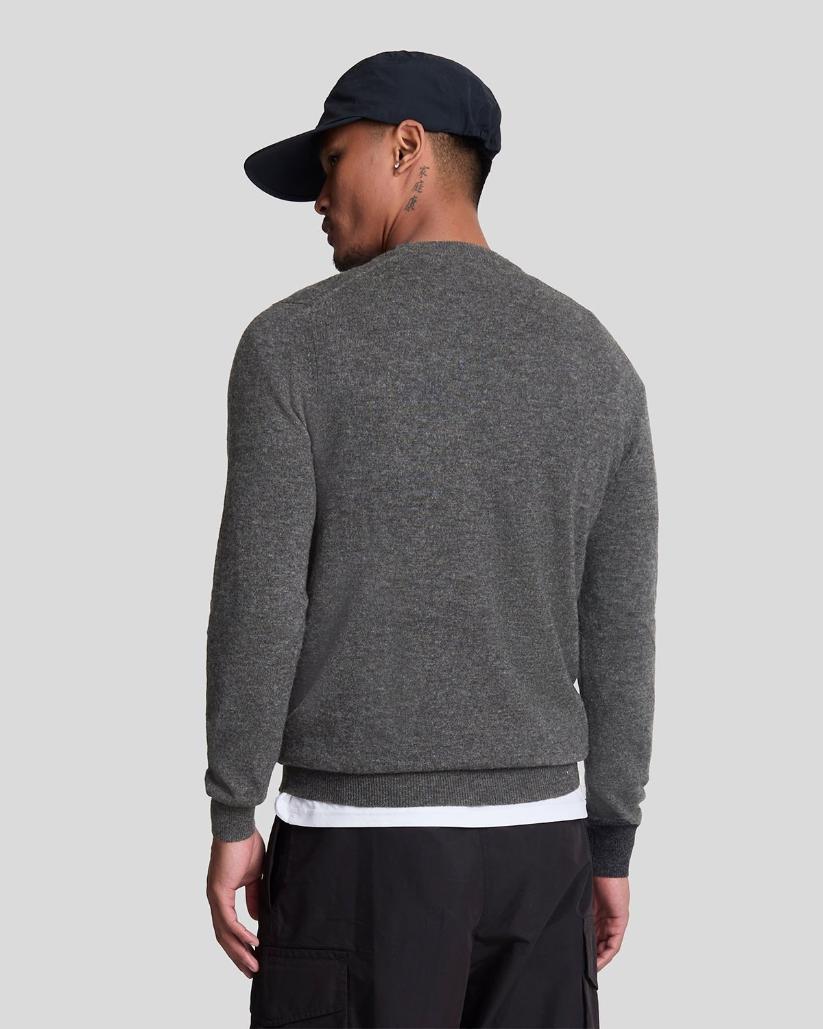 Lyle & Scott Mens Lambswool Blend Crew Neck Jumper | Charcoal Marl