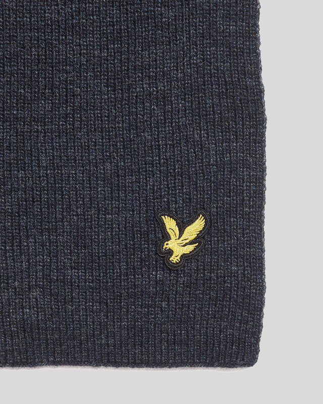 Lyle & Scott Lambswool Blend Ribbed Scarf | Dark Navy Marl