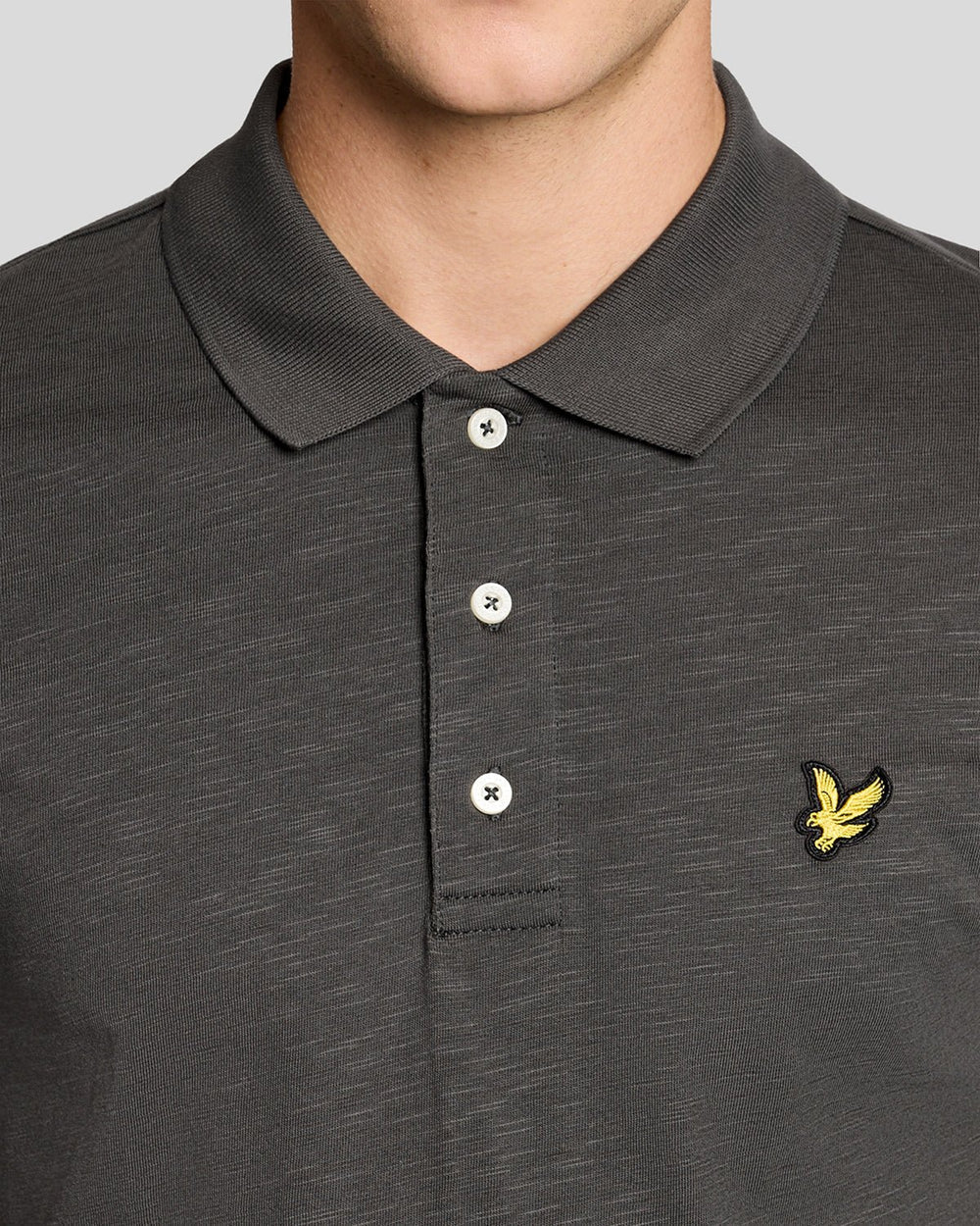 Lyle & Scott Mens Fine Cotton Slub Polo Shirt | Gunmetal