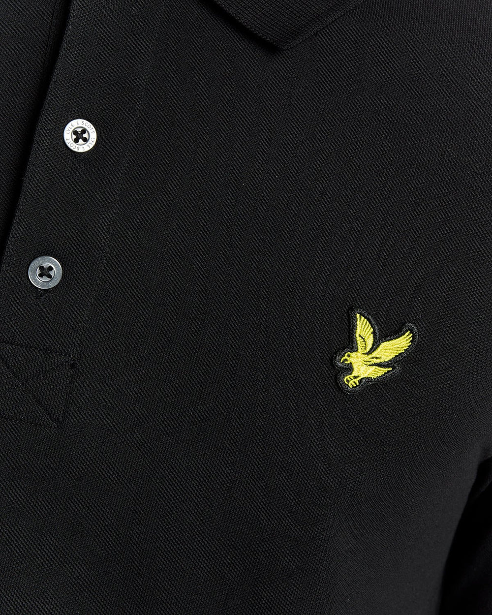 Lyle & Scott Mens Long Sleeve Cotton Polo Shirt | Jet Black