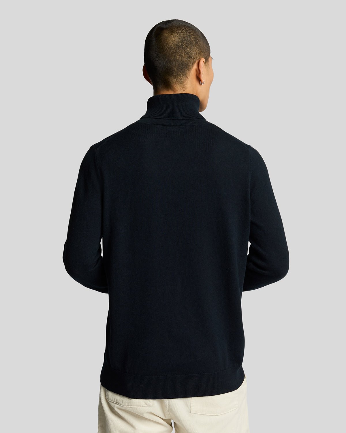Lyle & Scott Mens Cotton Merino Turtleneck Jumper | Dark Navy