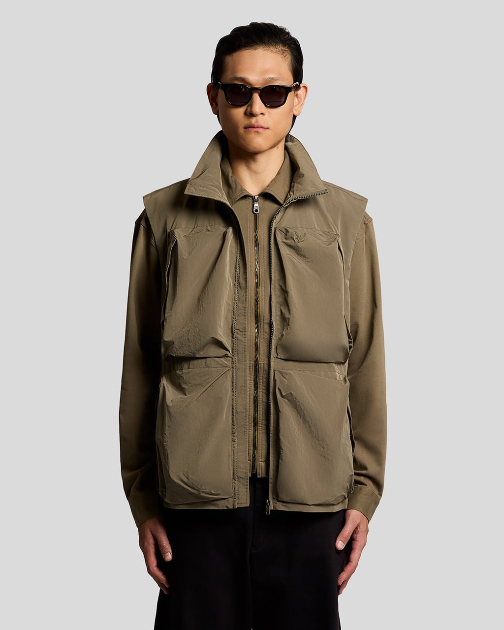 Lyle & Scott Mens Lightweight Ripstop Gilet | Khaki Ash