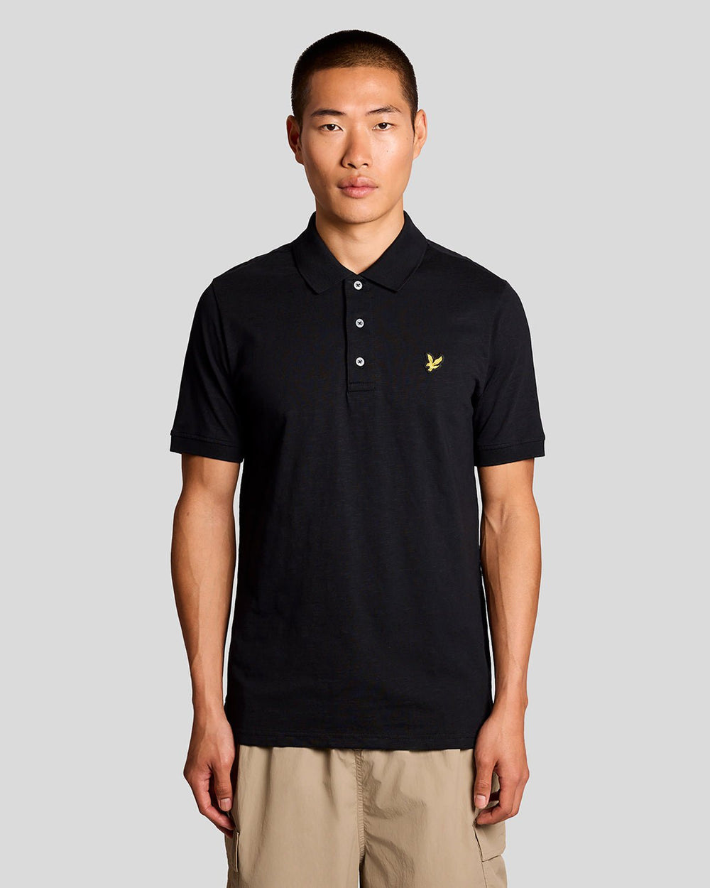 Lyle & Scott Mens Fine Cotton Slub Polo Shirt | Jet Black