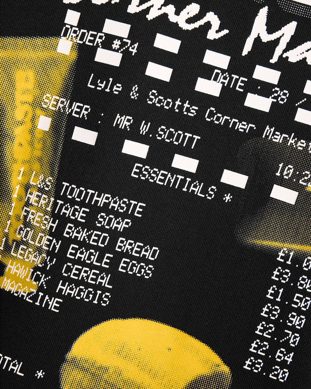 Lyle & Scott Mens Corner Market Graphic Hoodie | Jet Black