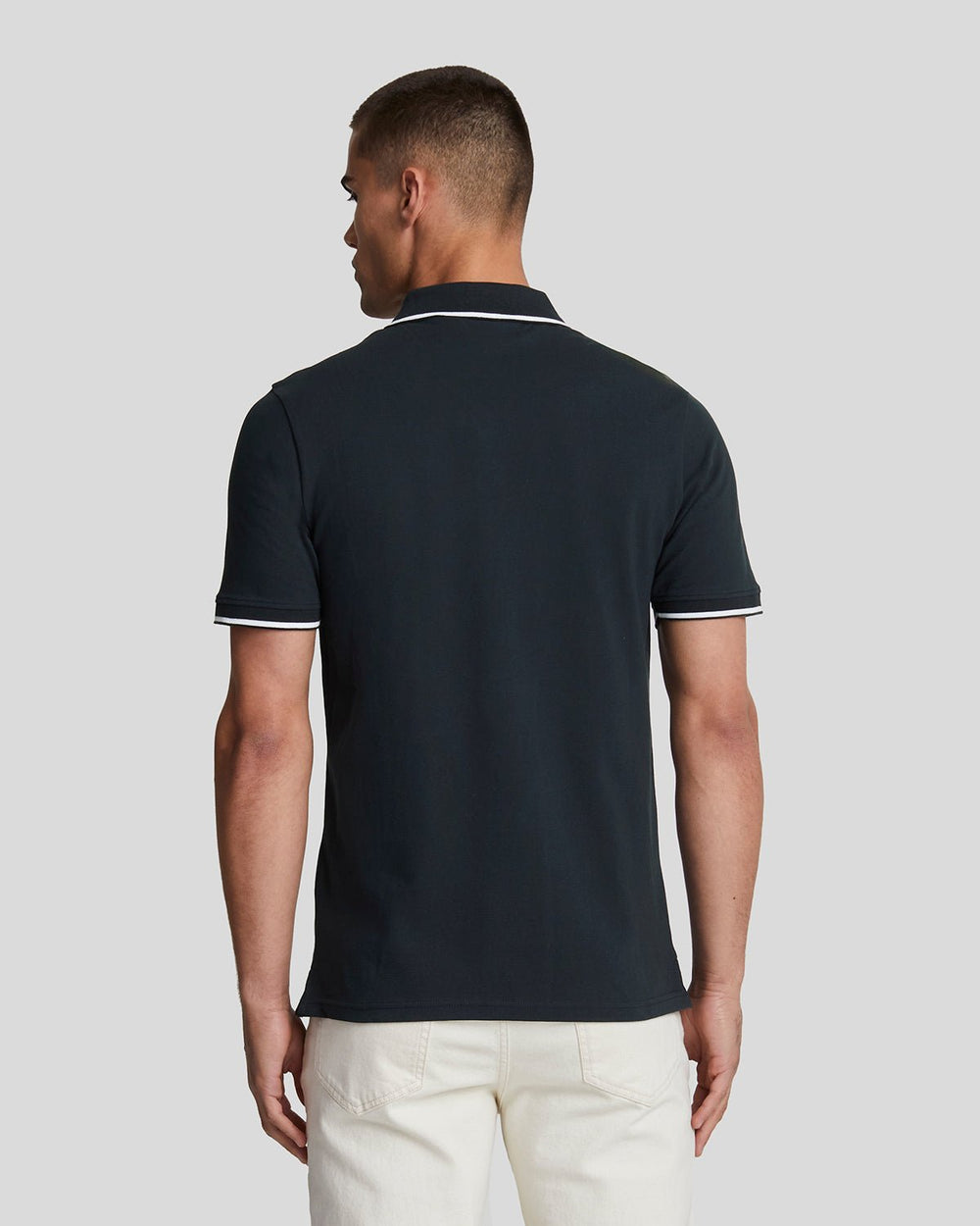 Lyle & Scott Mens Tipped Polo Shirt | Dark Navy White