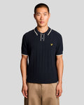 Lyle & Scott Mens Tipped Pique Knitted Polo Shirt | Dark Navy