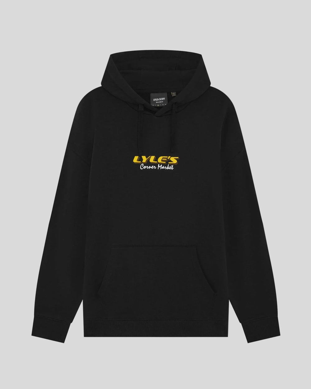 Lyle & Scott Mens Corner Market Graphic Hoodie | Jet Black