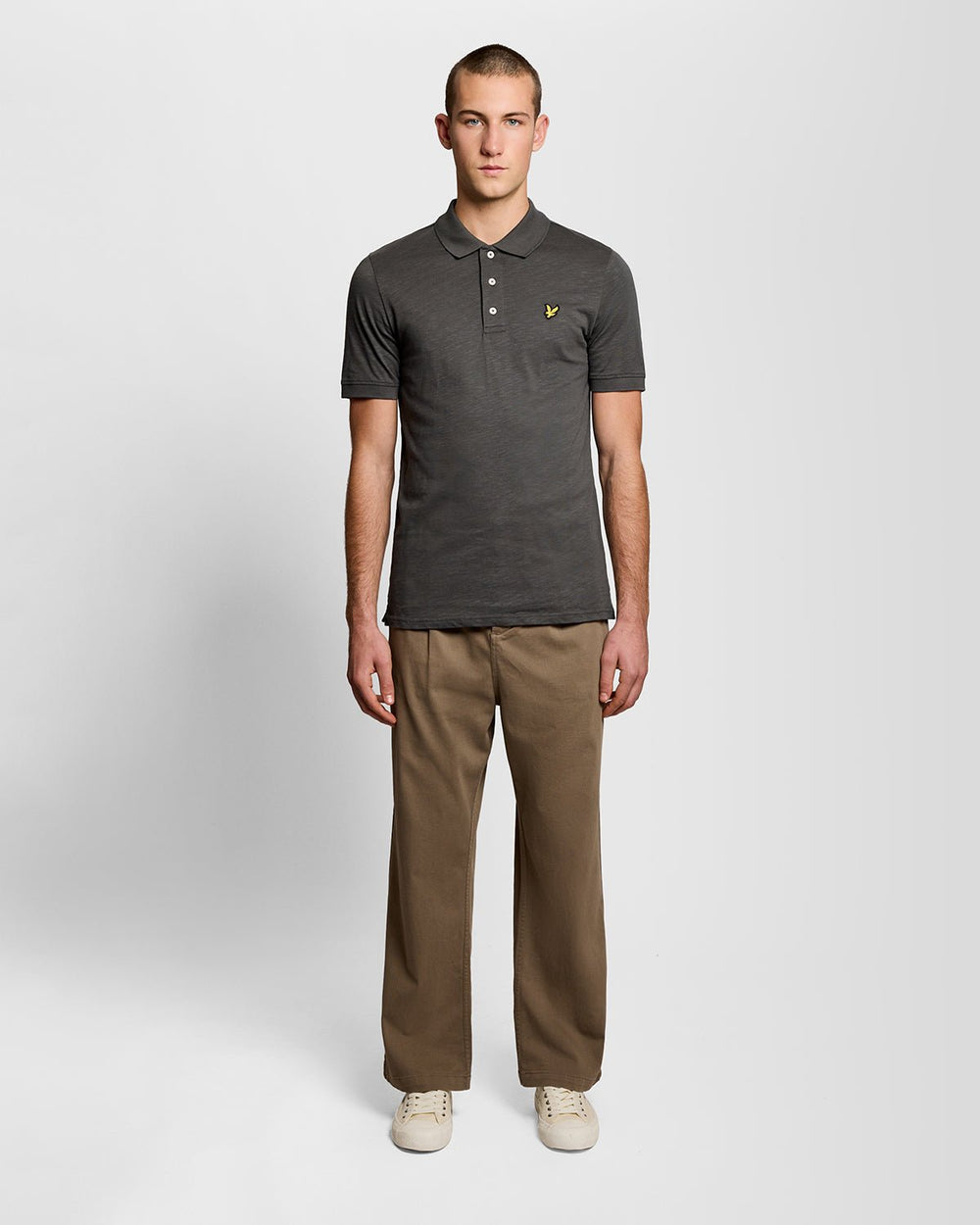 Lyle & Scott Mens Fine Cotton Slub Polo Shirt | Gunmetal