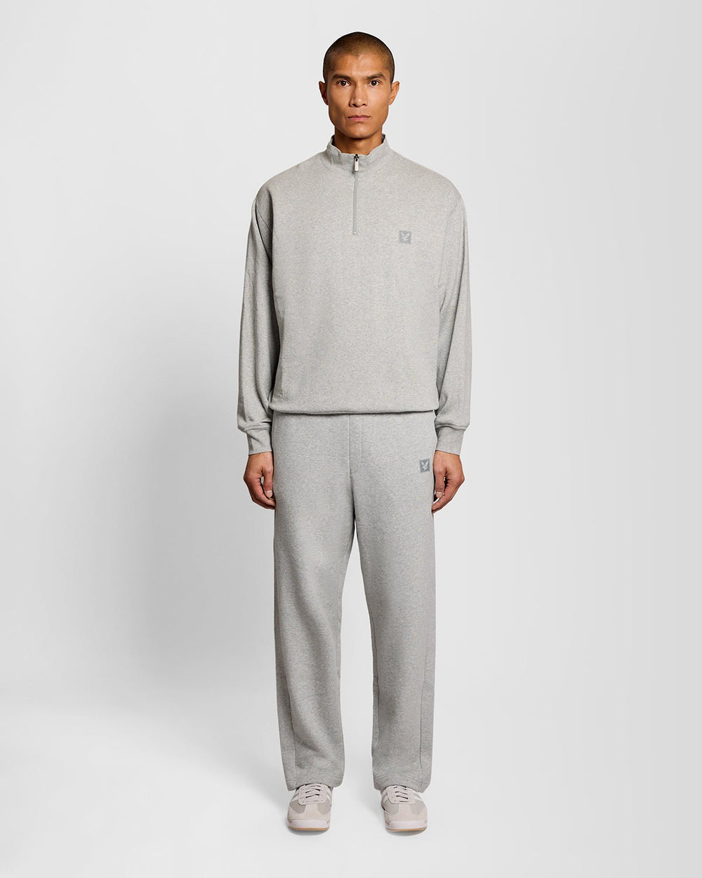 Lyle & Scott Mens Lounge Quarter Zip Sweatshirt | Light Grey Marl