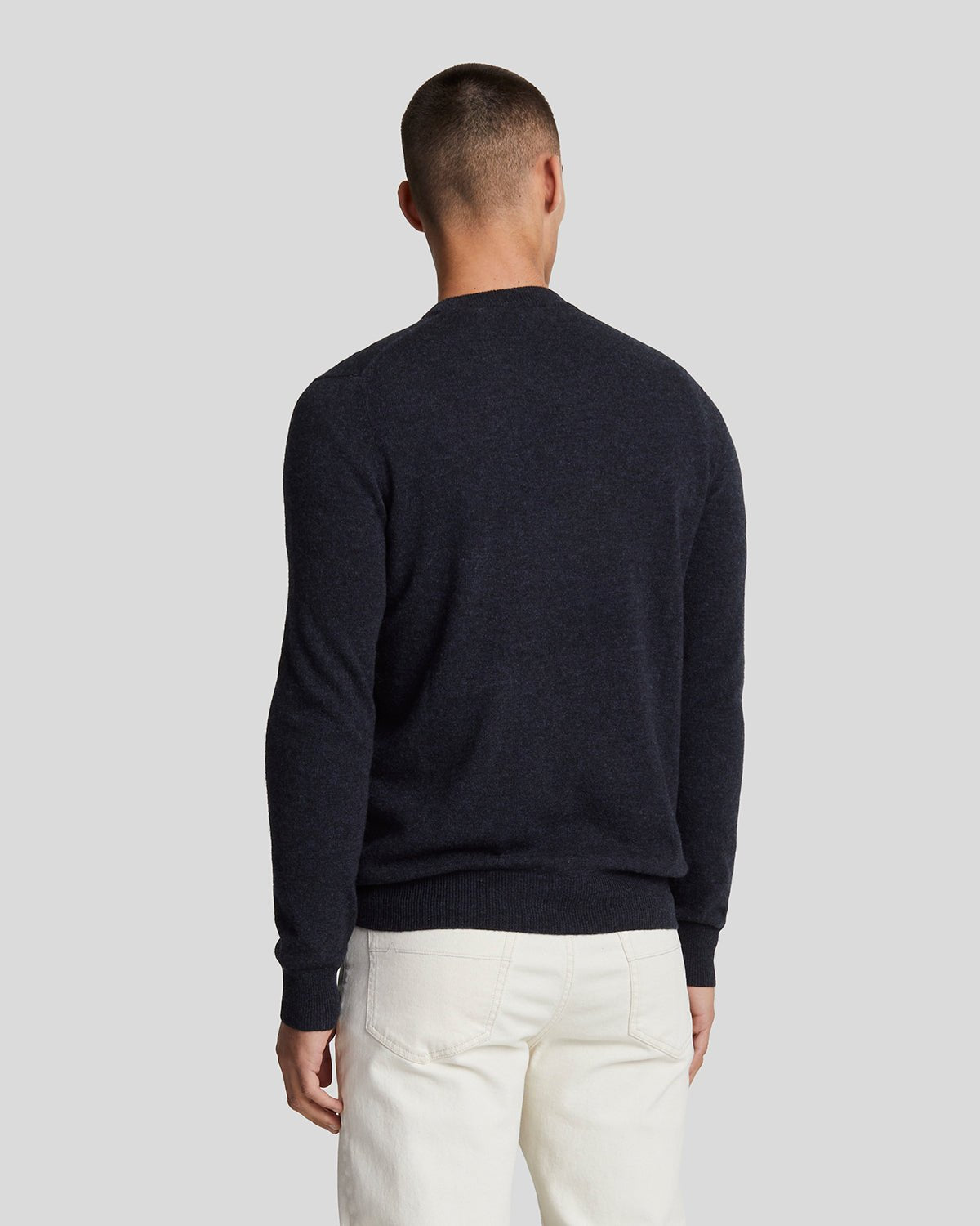 Lyle & Scott Mens Lambswool Blend Crew Neck Jumper | Dark Navy Marl