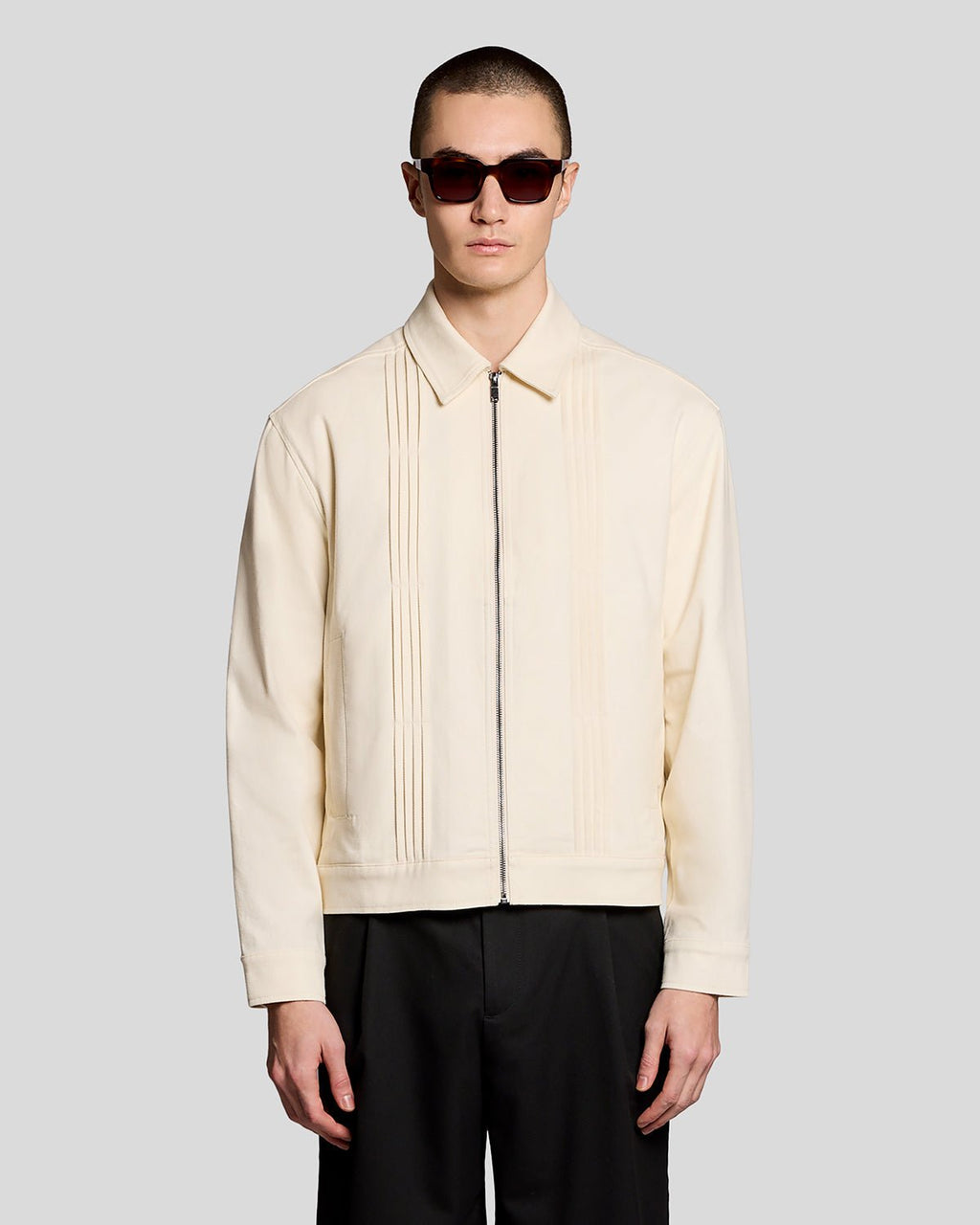 Lyle & Scott Mens Pintuck Zip-Through Jacket | Radiant Ecru