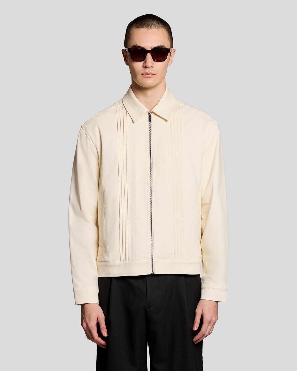 Lyle & Scott Mens Pintuck Zip-Through Jacket | Radiant Ecru