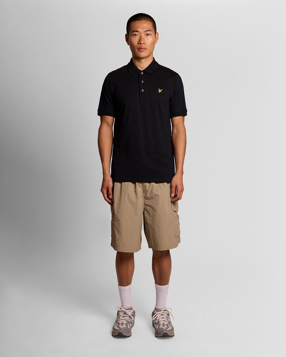 Lyle & Scott Mens Fine Cotton Slub Polo Shirt | Jet Black