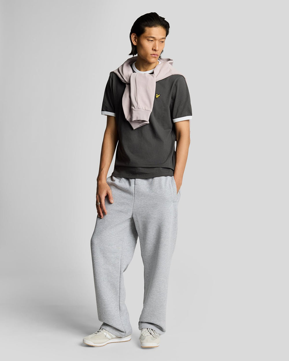 Lyle & Scott Mens Ringer T-Shirt | Gunmetal White