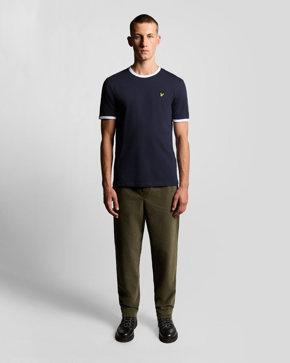 Lyle & Scott Mens Ringer T-Shirt | Dark Navy White