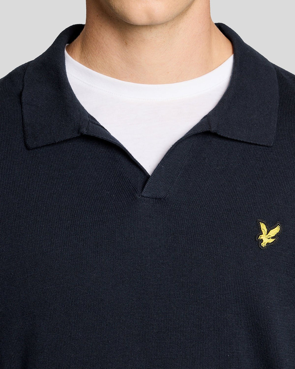 Lyle & Scott Mens Cotton Polo-Collar Jumper | Dark Navy