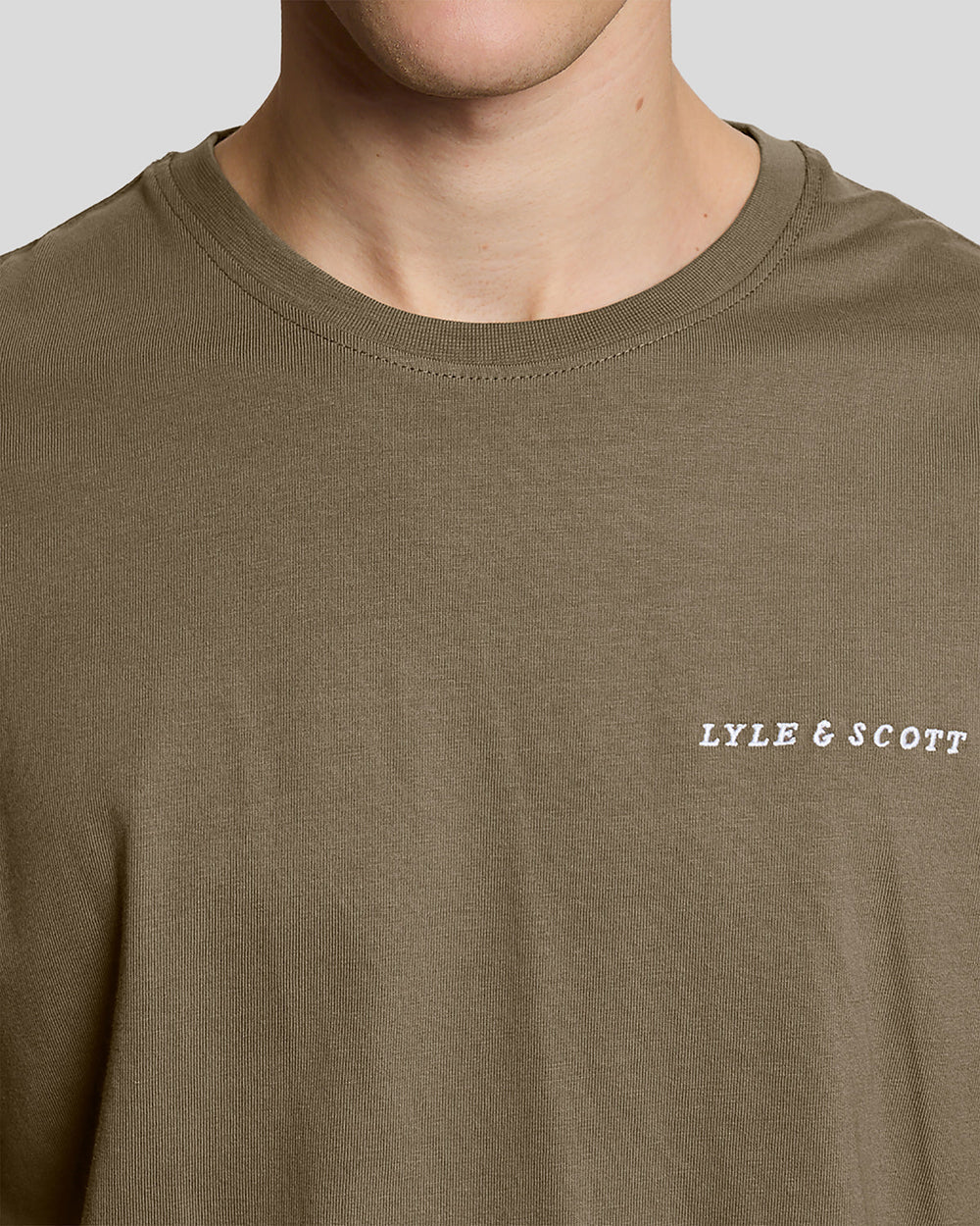 Lyle & Scott Mens Linen Blend Raglan T-Shirt | Khaki Ash