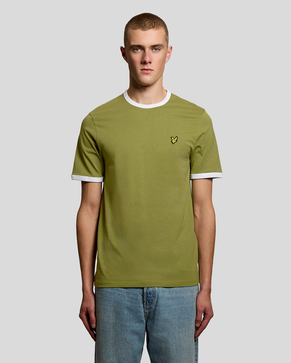 Lyle & Scott Mens Ringer T-Shirt | Shrub Green White