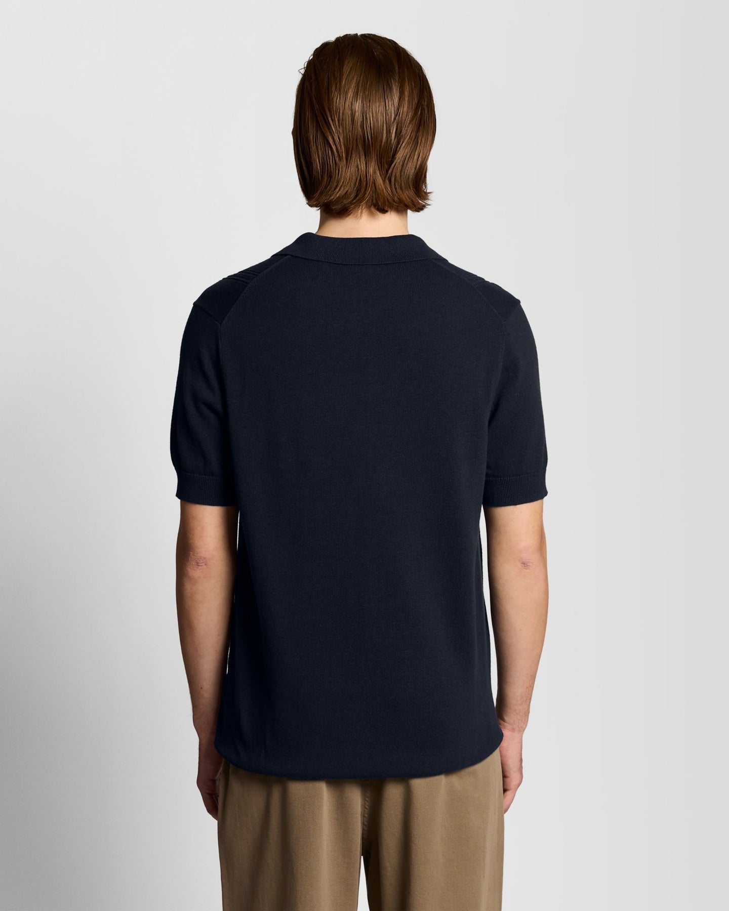 Lyle & Scott Mens Open Collar Argyle Knitted Polo Shirt | Dark Navy