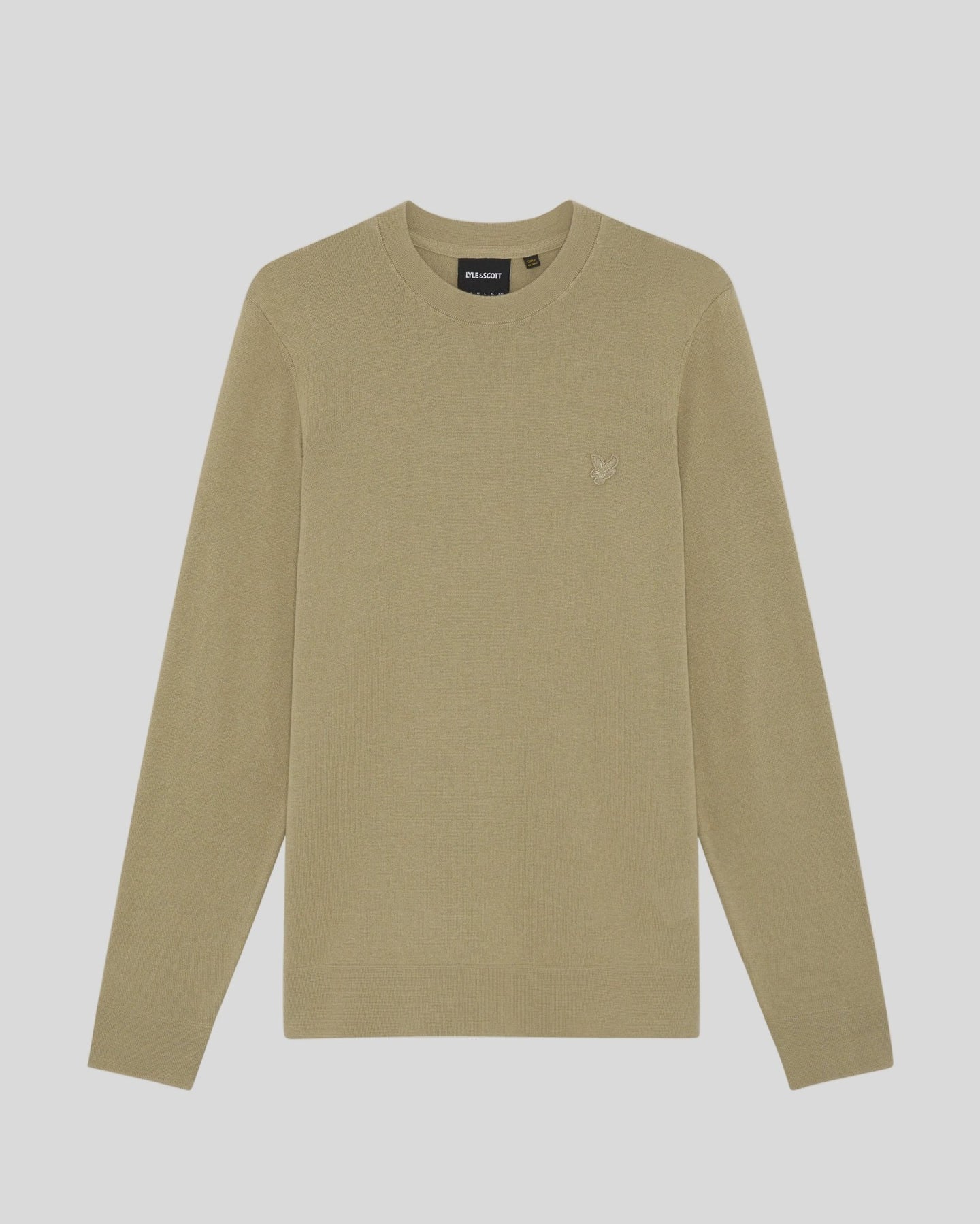 Lyle & Scott Mens Superfine Cotton Crew Neck Jumper | Sage Uniform