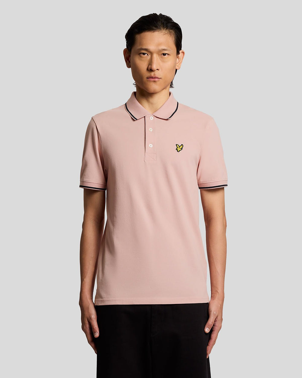 Lyle & Scott Mens Tipped Polo Shirt | Pink Grapefruit Dark Navy