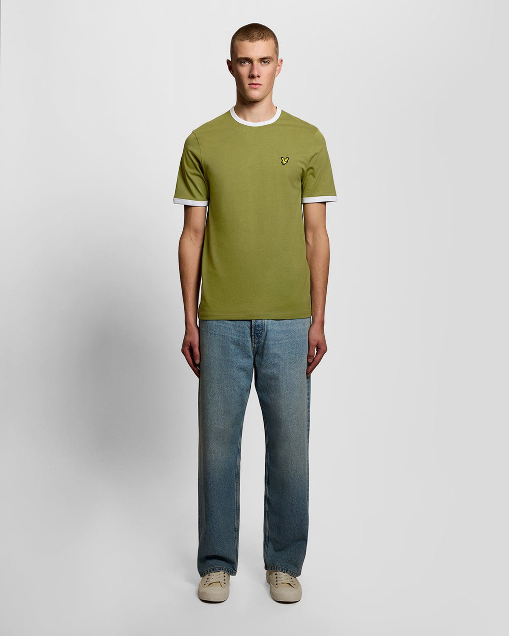Lyle & Scott Mens Ringer T-Shirt | Shrub Green White