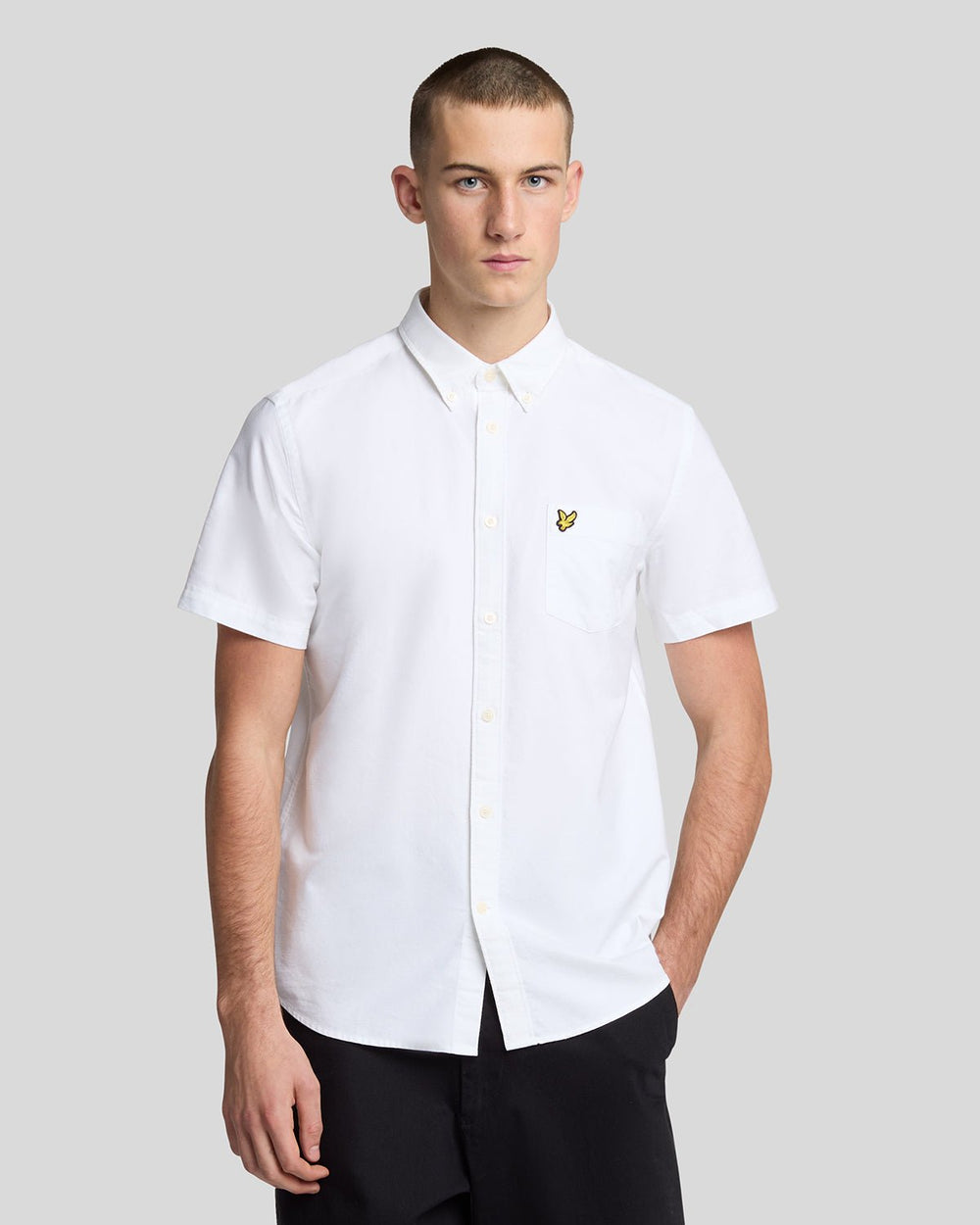 Lyle & Scott Mens Short Sleeve Oxford Shirt | White
