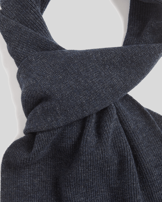 Lyle & Scott Lambswool Blend Ribbed Scarf | Dark Navy Marl