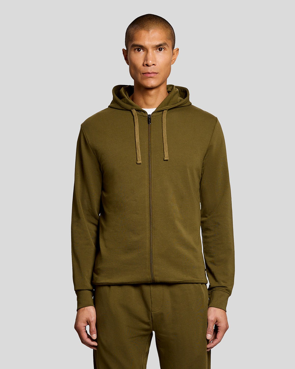 Lyle & Scott Mens Lightweight Lounge Zip Hoodie | Olive
