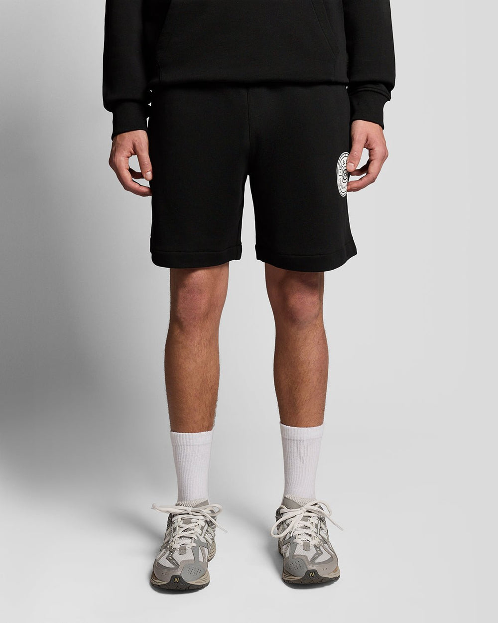 Lyle & Scott Mens Graphic Badge Cotton Sweat Shorts | Jet Black