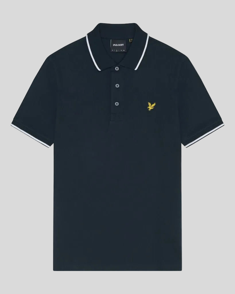 Lyle & Scott Mens Tipped Polo Shirt | Dark Navy White