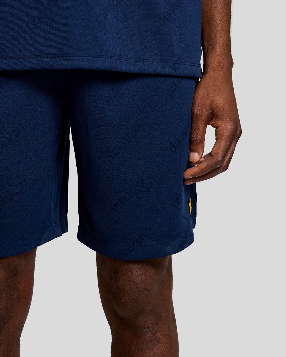 Lyle & Scott Mens Sports Embossed Logo Football Shorts | Navy Peony