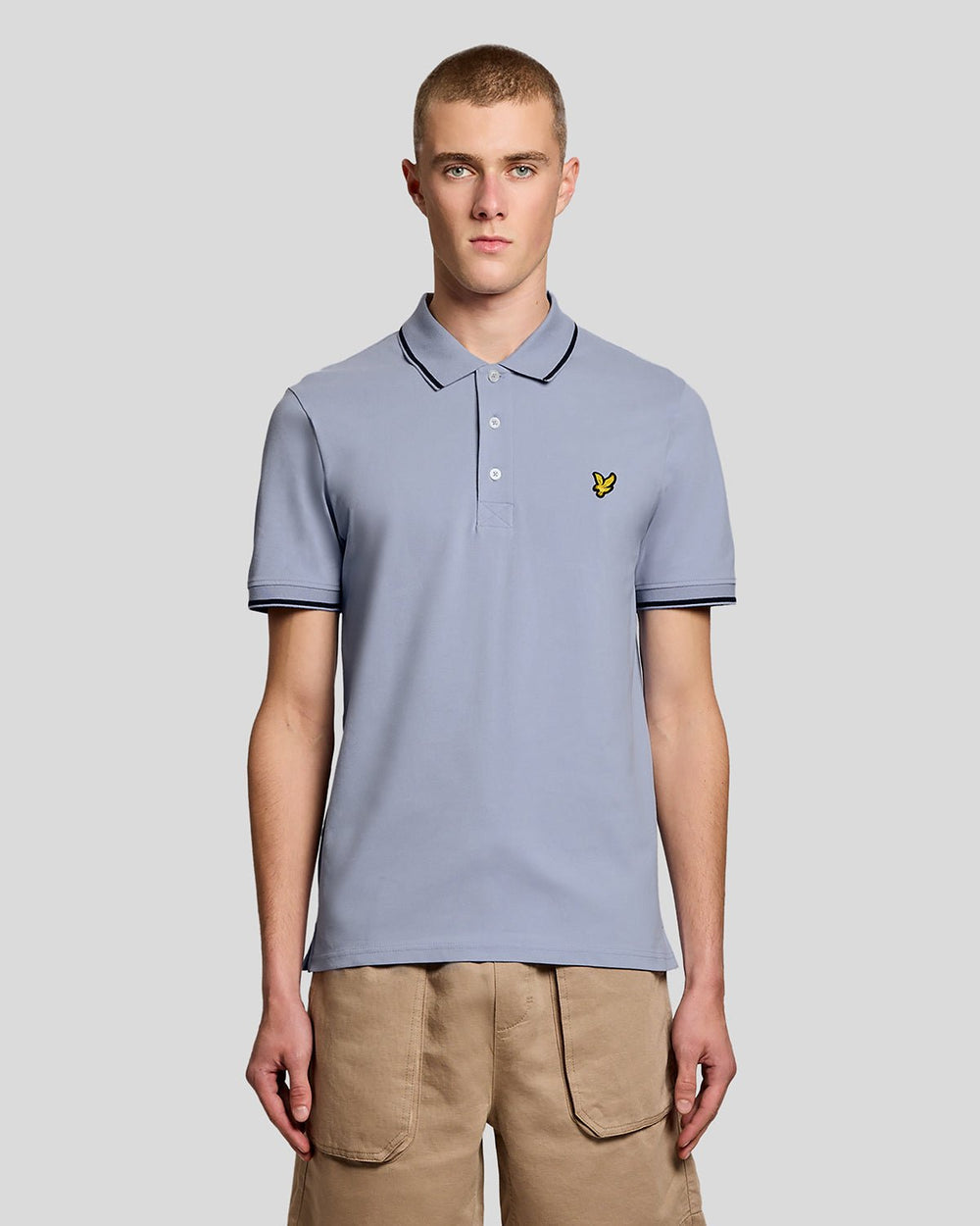 Lyle & Scott Mens Tipped Polo Shirt | Bubble Blue Jet Black