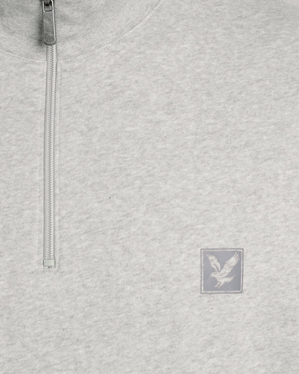 Lyle & Scott Mens Lounge Quarter Zip Sweatshirt | Light Grey Marl