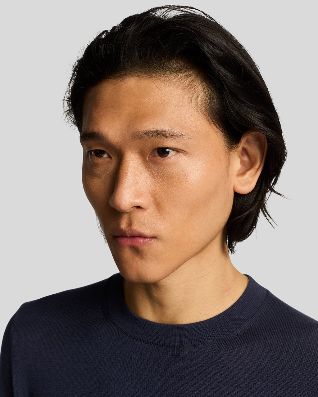 Lyle & Scott Mens Superfine Cotton Crew Neck Jumper | Dark Navy