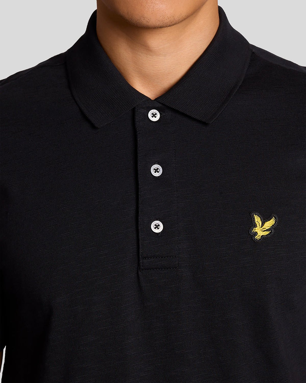 Lyle & Scott Mens Fine Cotton Slub Polo Shirt | Jet Black