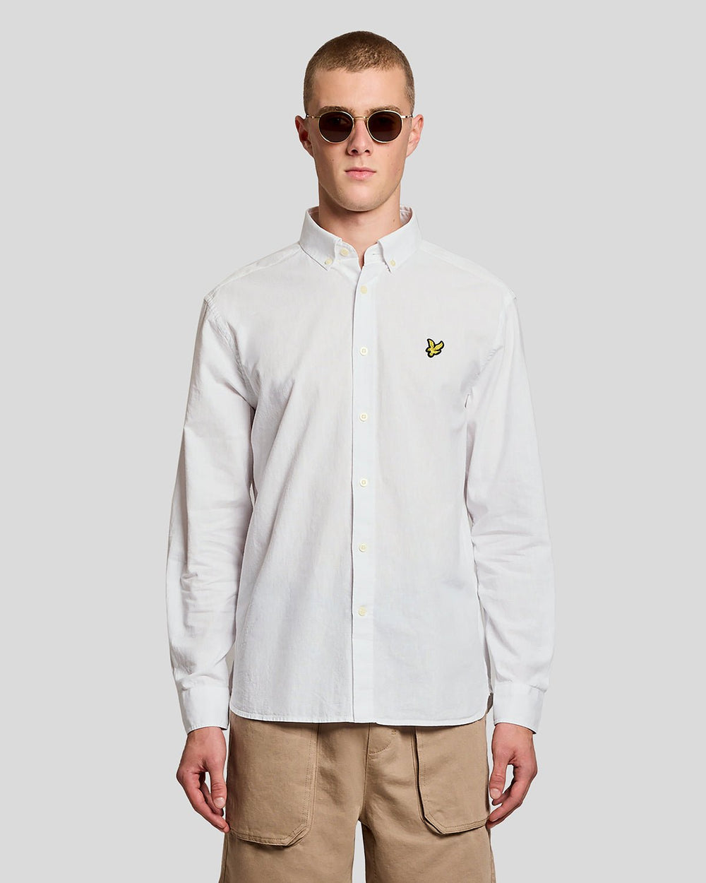 Lyle & Scott Mens Linen Blend Oxford Shirt | White