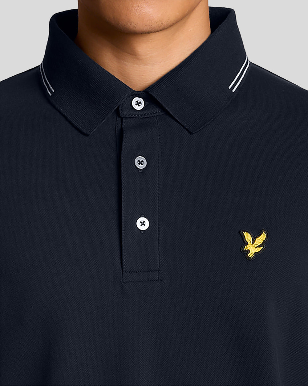 Lyle & Scott Mens Fine Cotton Tipped Polo Shirt | Dark Navy