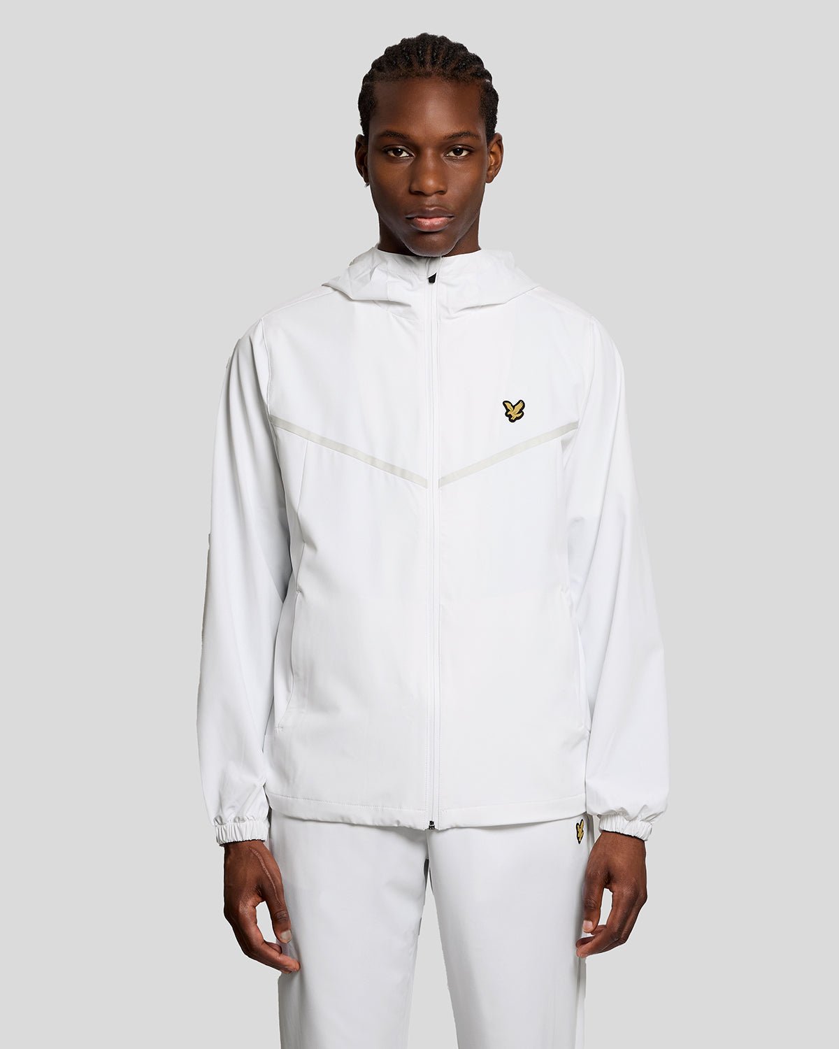 Lyle & Scott Mens Sports Stripe Track Jacket | White