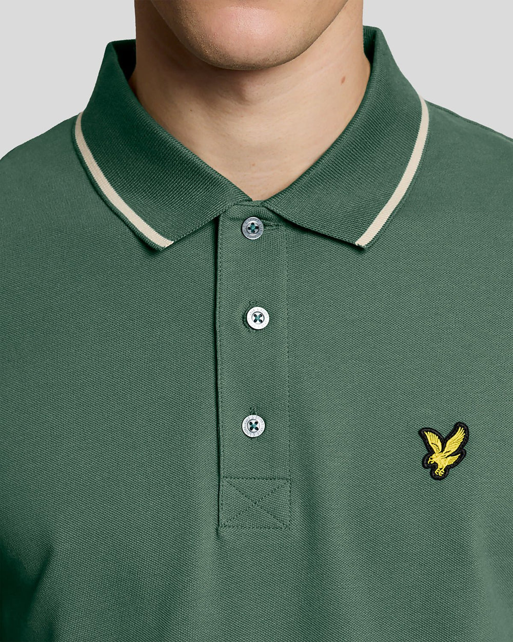 Lyle & Scott Mens Tipped Polo Shirt | Everglade Wheat