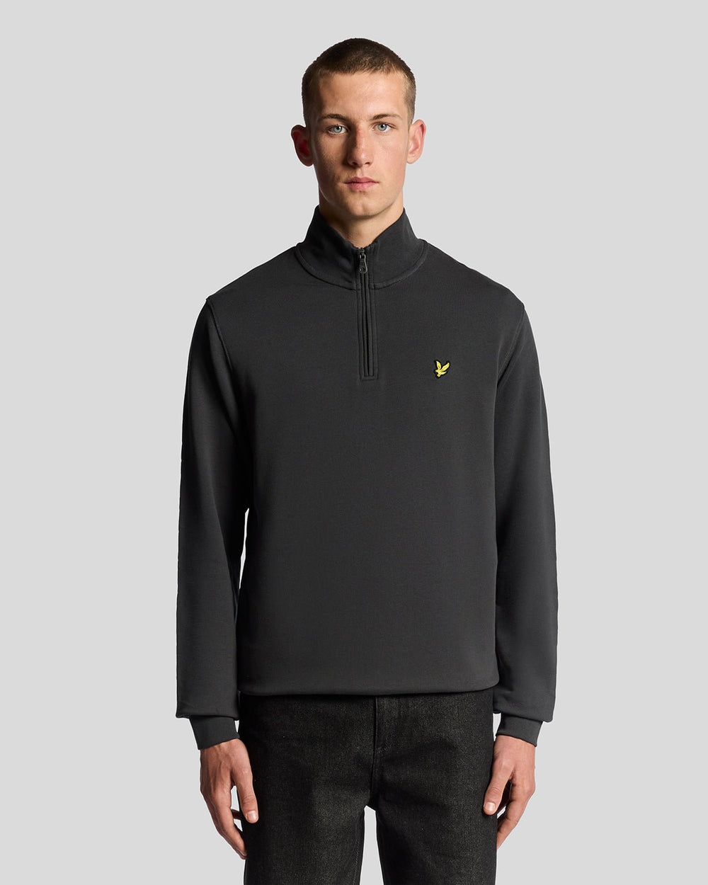 Lyle & Scott Mens Cotton Loopback Quarter Zip Sweatshirt | Gunmetal
