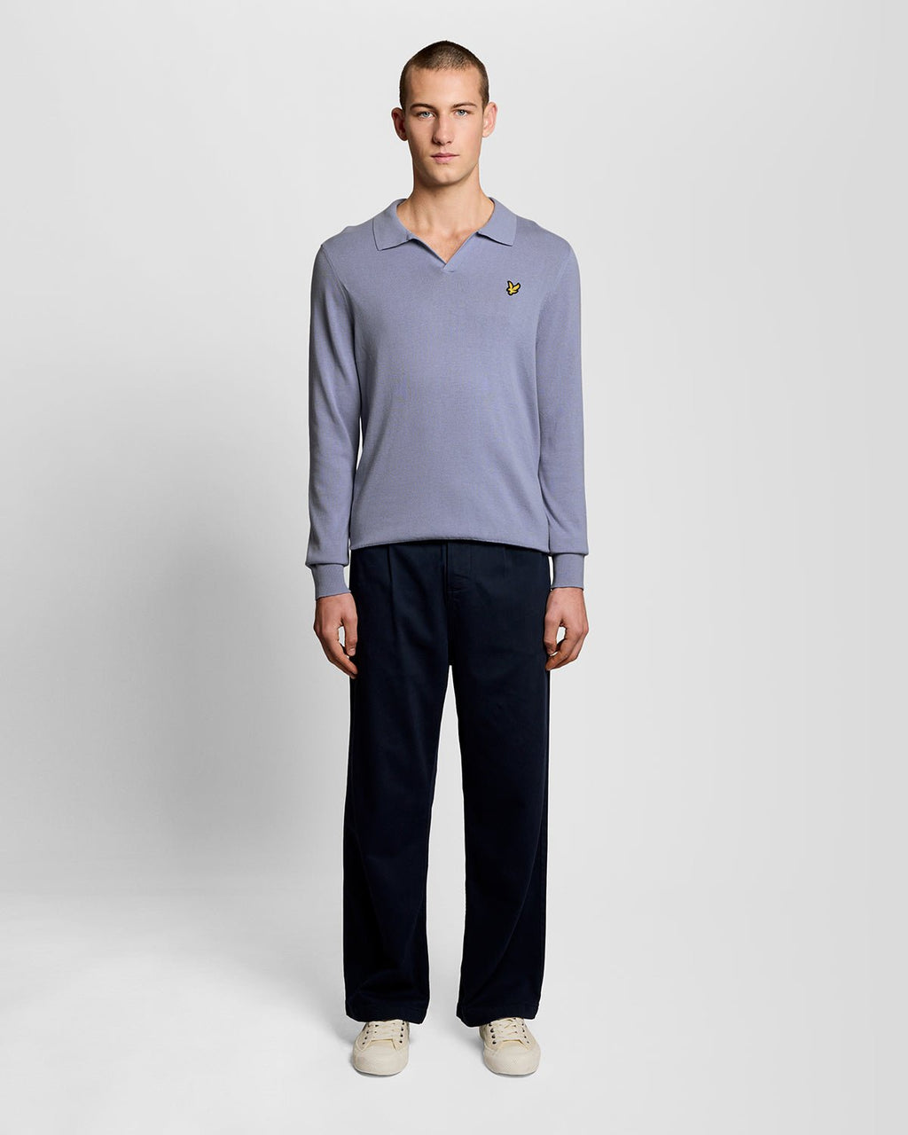 Lyle & Scott Mens Cotton Polo-Collar Jumper | Bubble Blue