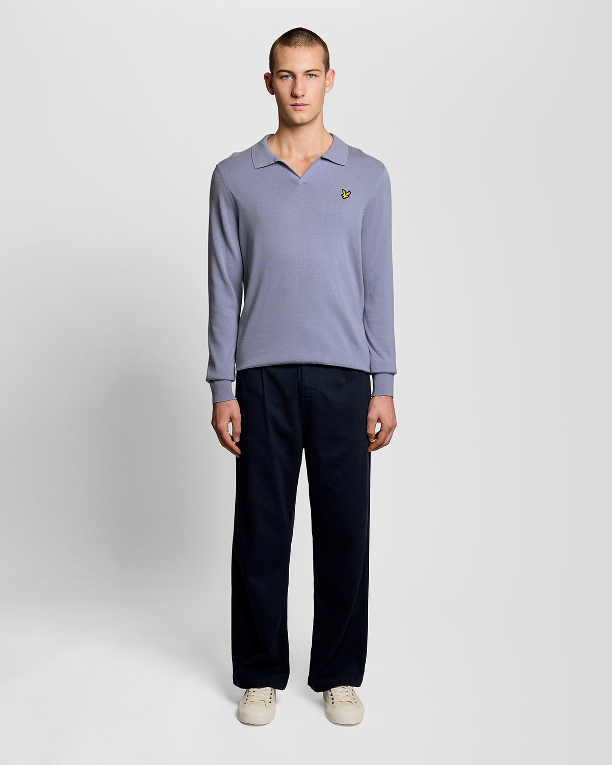 Lyle & Scott Mens Cotton Polo-Collar Jumper | Bubble Blue