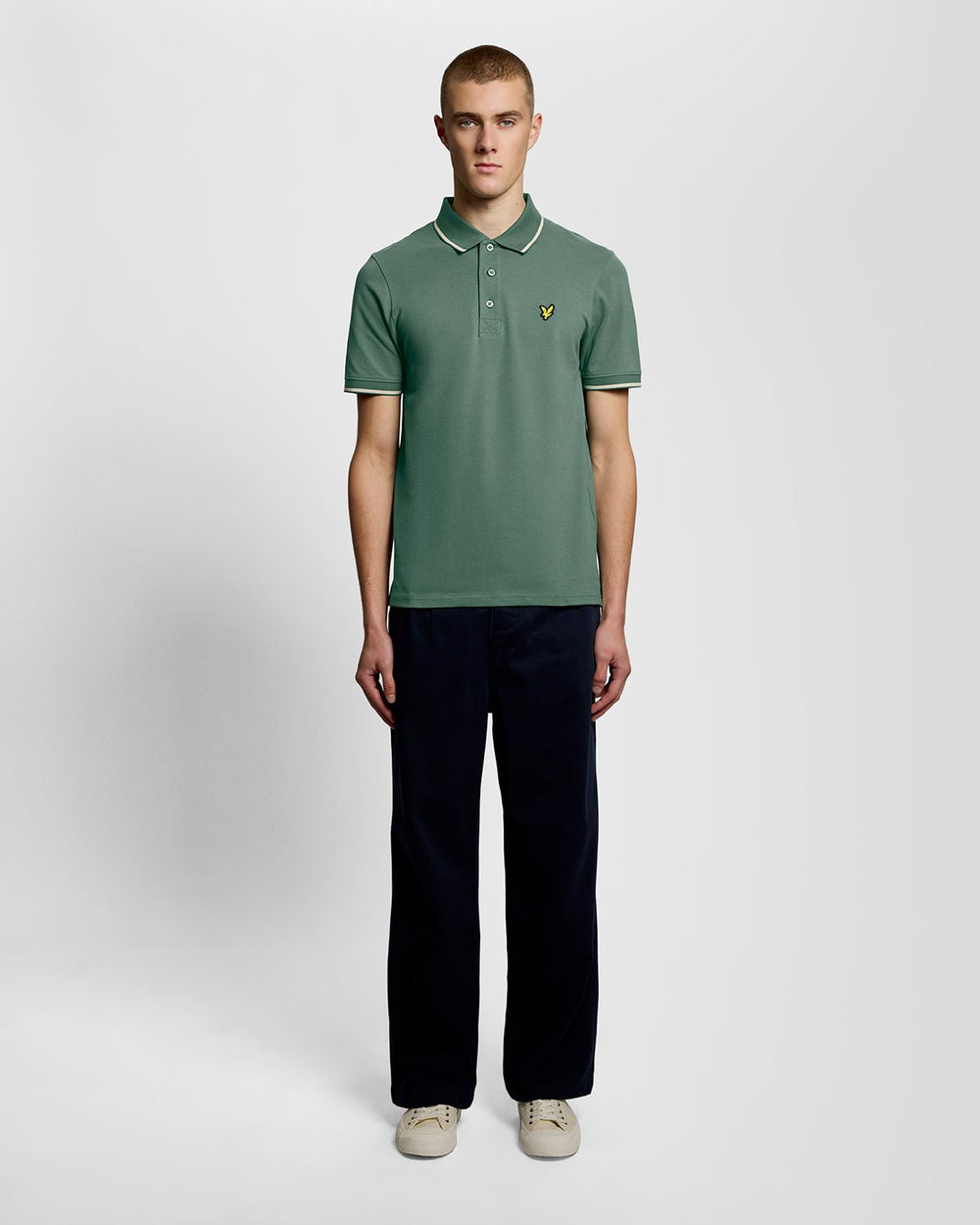 Lyle & Scott Mens Tipped Polo Shirt | Everglade Wheat