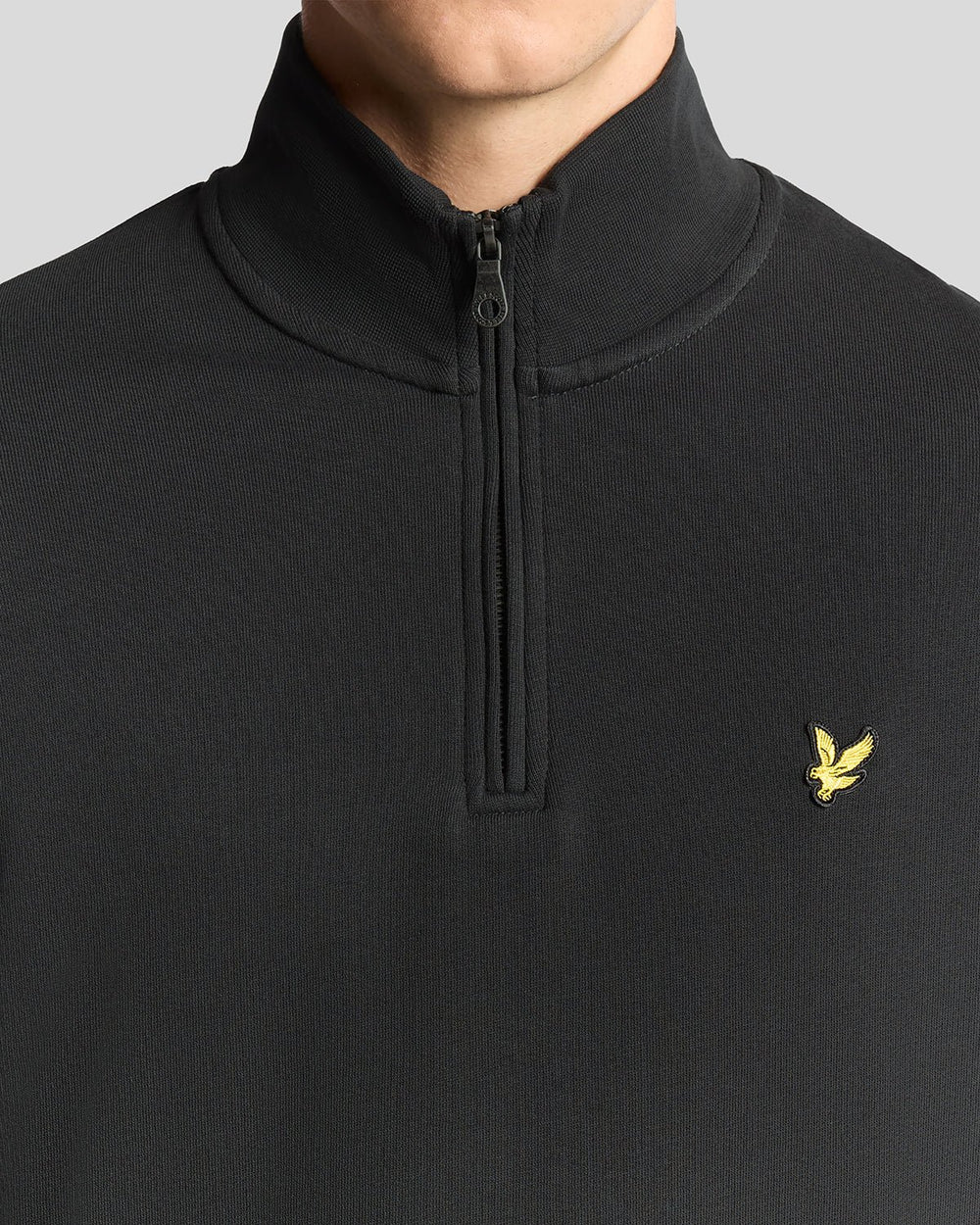 Lyle & Scott Mens Cotton Loopback Quarter Zip Sweatshirt | Gunmetal