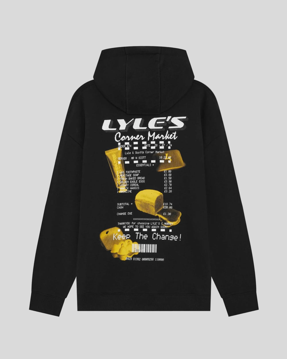 Lyle & Scott Mens Corner Market Graphic Hoodie | Jet Black