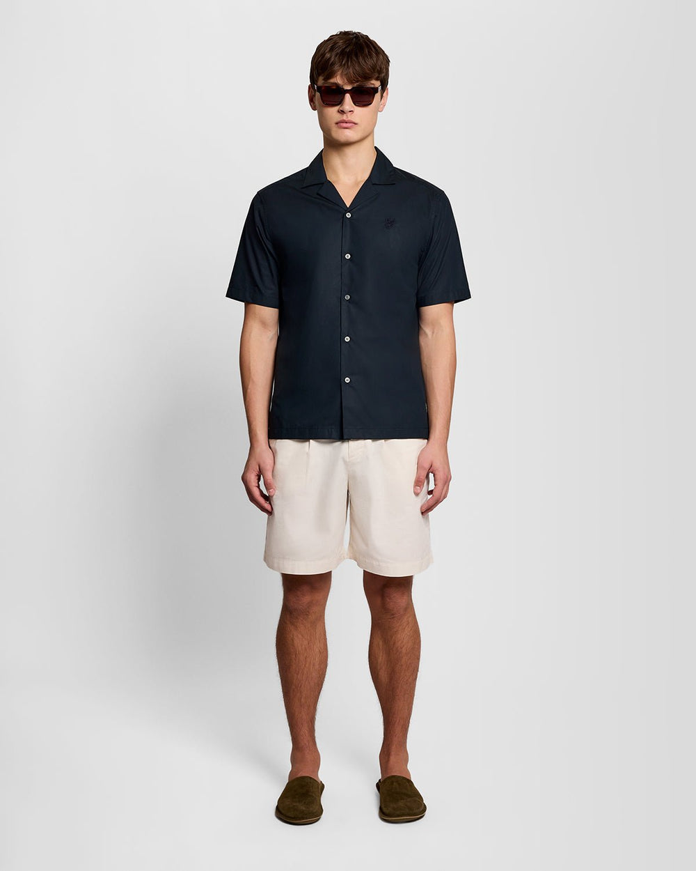 Lyle & Scott Mens Revere Collar Poplin Shirt | Carbon